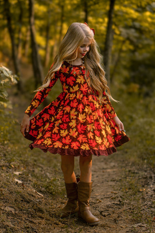 *COMING SOON* Autumn Leaves | Toddler & Girls Bamboo Ruffle Twirl Dress