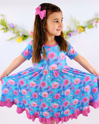 Dreamy Cosmos | Toddler & Girls Bamboo Ruffle Twirl Dress & Shorts