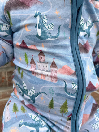 Castles & Dragons | Convertible Bamboo Zipper Baby Pajamas