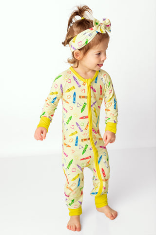 Crayon Crew | Convertible Bamboo Zipper Baby Pajamas