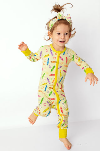 Crayon Crew | Convertible Bamboo Zipper Baby Pajamas