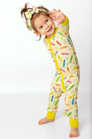 Crayon Crew | Convertible Bamboo Zipper Baby Pajamas