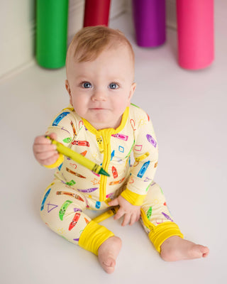 Crayon Crew | Convertible Bamboo Zipper Baby Pajamas
