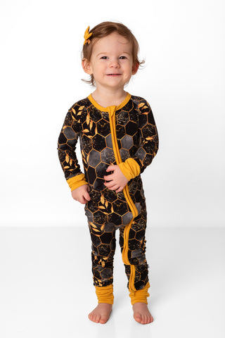 Midnight Honey | Convertible Bamboo Zipper Baby Pajamas