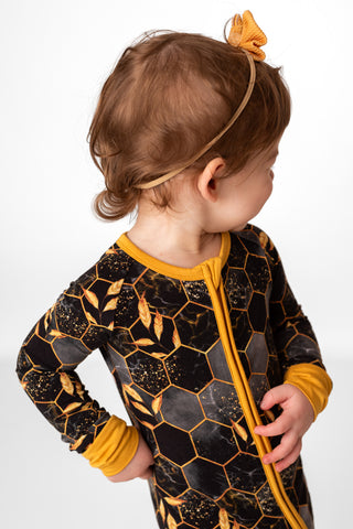Midnight Honey | Convertible Bamboo Zipper Baby Pajamas
