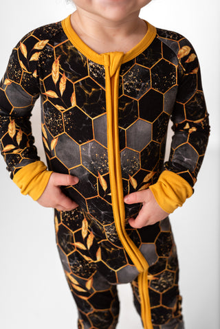 Midnight Honey | Convertible Bamboo Zipper Baby Pajamas