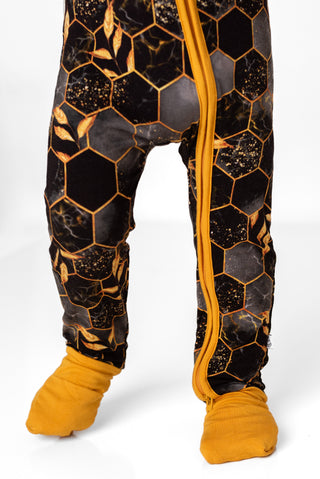 Midnight Honey | Convertible Bamboo Zipper Baby Pajamas