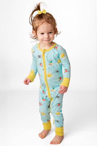 Spring Showers | Convertible Bamboo Zipper Baby Pajamas