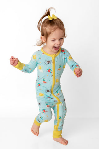 Spring Showers | Convertible Bamboo Zipper Baby Pajamas