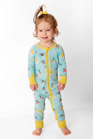 Spring Showers | Convertible Bamboo Zipper Baby Pajamas