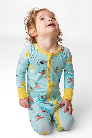 Spring Showers | Convertible Bamboo Zipper Baby Pajamas