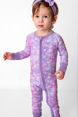 Hearts | Convertible Bamboo Zipper Baby Pajamas