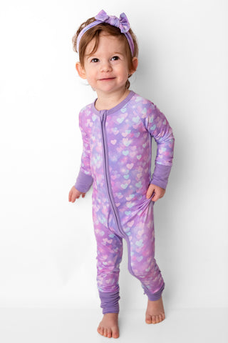 Hearts | Convertible Bamboo Zipper Baby Pajamas