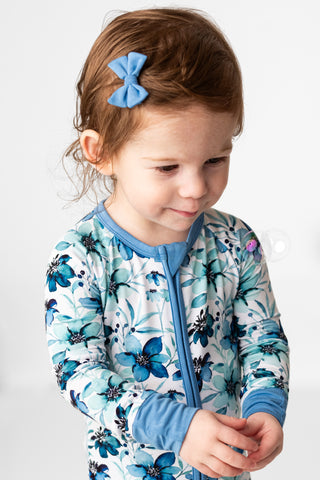 Azure Petals | Convertible Bamboo Zipper Baby Pajamas