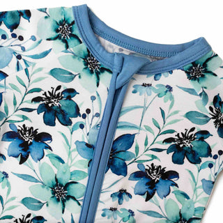 Azure Petals | Convertible Bamboo Zipper Baby Pajamas
