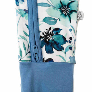 Azure Petals | Convertible Bamboo Zipper Baby Pajamas