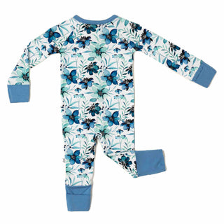 Azure Petals | Convertible Bamboo Zipper Baby Pajamas