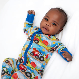 Farm Friends | Convertible Bamboo Zipper Baby Pajamas