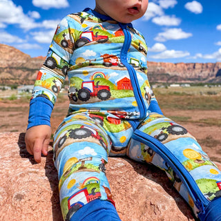 Farm Friends | Convertible Bamboo Zipper Baby Pajamas