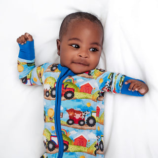 Farm Friends | Convertible Bamboo Zipper Baby Pajamas