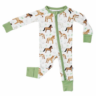 Perfect Ponies | Convertible Bamboo Zipper Baby Pajamas
