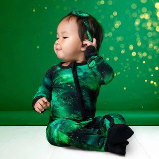 Green Galaxy Elixir | Convertible Bamboo Zipper Baby Pajamas