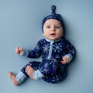 Icy Snowflakes | Convertible Bamboo Zipper Baby Pajamas