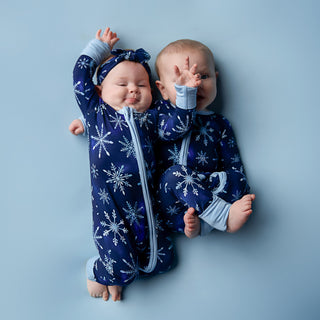 Icy Snowflakes | Convertible Bamboo Zipper Baby Pajamas