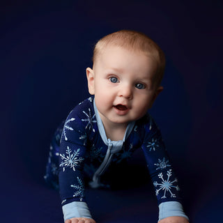 Icy Snowflakes | Convertible Bamboo Zipper Baby Pajamas