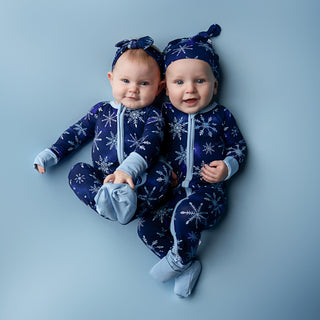Icy Snowflakes | Convertible Bamboo Zipper Baby Pajamas