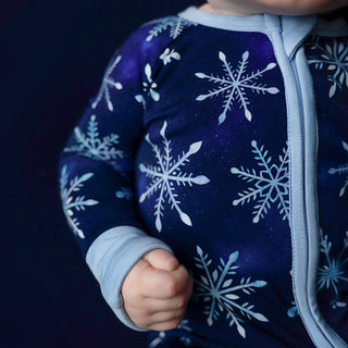 Icy Snowflakes | Convertible Bamboo Zipper Baby Pajamas