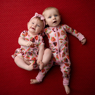 Sweet Strawberries | Baby & Toddler Bamboo Bodysuit Dress