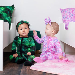 Green Galaxy Elixir | Convertible Bamboo Zipper Baby Pajamas