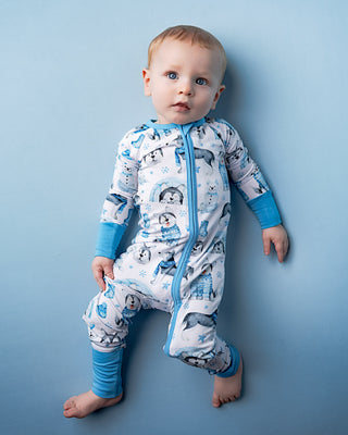 Arctic Huskies | Convertible Bamboo Zipper Baby Pajamas