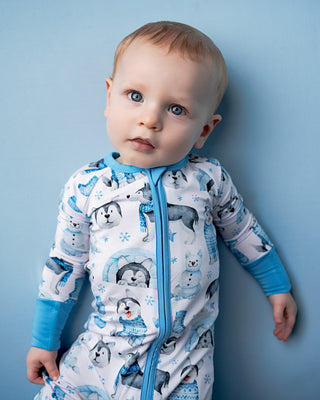 Arctic Huskies | Convertible Bamboo Zipper Baby Pajamas