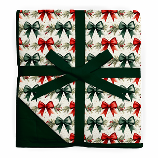 *PRE-ORDER* Christmas | Yuletide Bows | Bamboo Quilted Blanket *EST SHIP NOV*