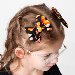 Halloween | Candy Corn | Pigtail Clip Bows