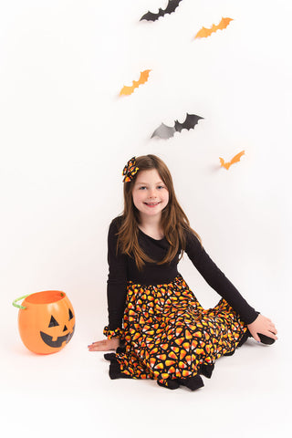 Halloween | Candy Corn | Bamboo Ruffle Twirl Dress