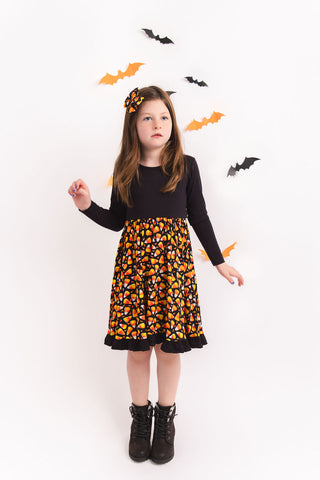 Halloween | Candy Corn | Bamboo Ruffle Twirl Dress