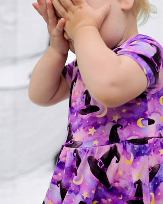 Halloween | Starry Witch Hats | Bamboo Baby Bodysuit Dress