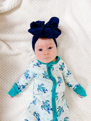 Sea of Turtles | Convertible Bamboo Zipper Baby Pajamas