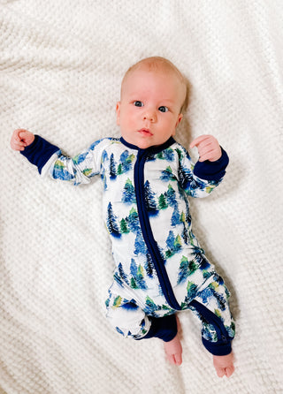 Winter Trees | Convertible Bamboo Zipper Baby Pajamas