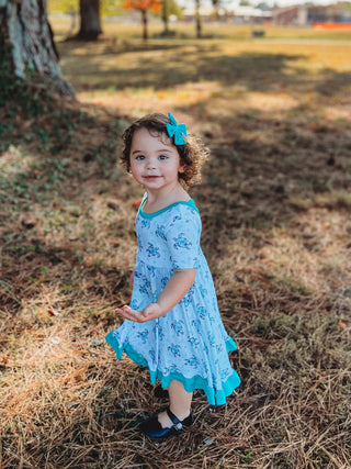 Sea of Turtles | Toddler & Girls Bamboo Ruffle Twirl Dress