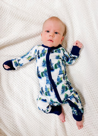 Winter Trees | Convertible Bamboo Zipper Baby Pajamas