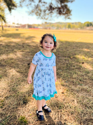 Sea of Turtles | Toddler & Girls Bamboo Ruffle Twirl Dress