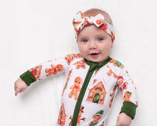 Holiday Gingerbread | Convertible Bamboo Zipper Baby Pajamas