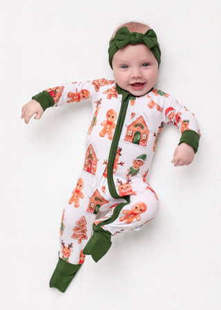 Holiday Gingerbread | Convertible Bamboo Zipper Baby Pajamas