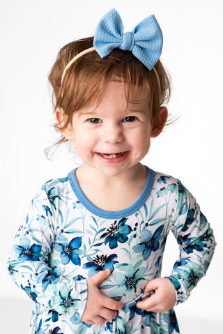 Steel Blue | Baby Girl Nylon Bow