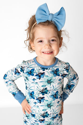 Steel Blue | Toddler Girl Nylon Bow