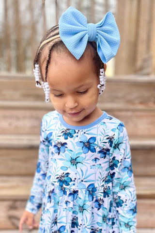 Steel Blue | Toddler Girl Nylon Bow